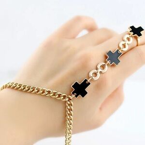Gold and Black Cross Bracelet